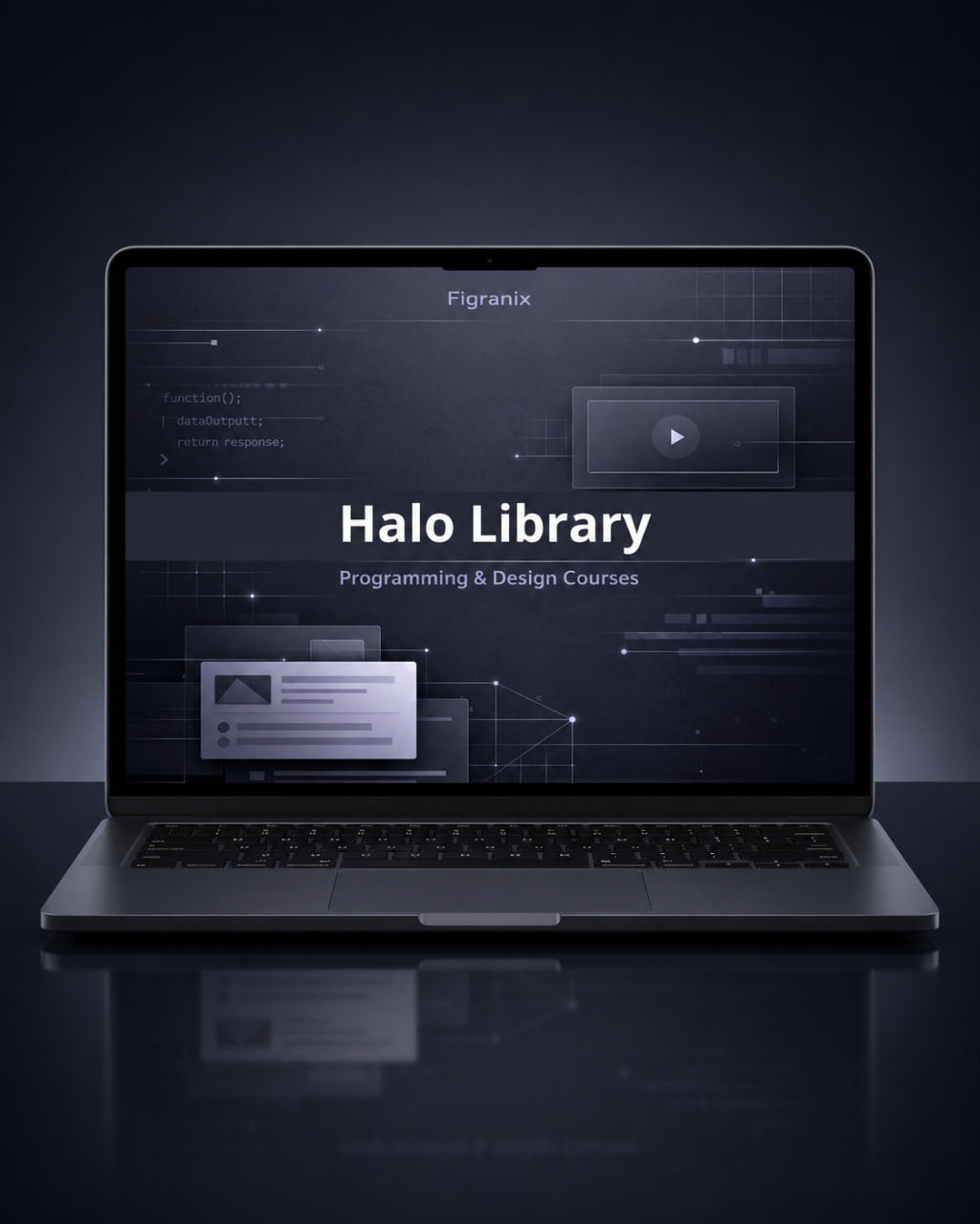 Laptop displaying the Halo Library interface on a dark background