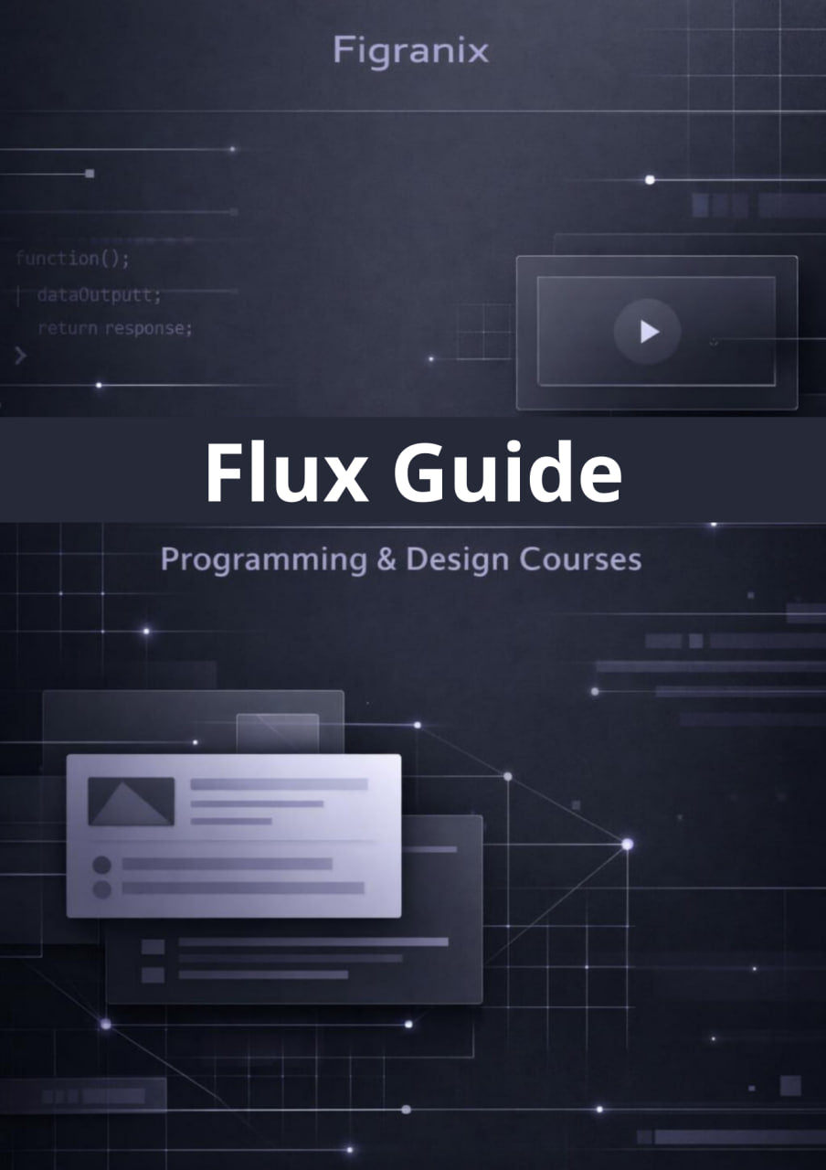Flux Guide programming and design courses with Figranix branding on a dark background.