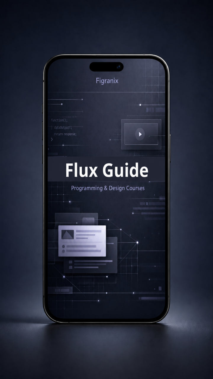 Phone displaying 'Flux Guide' on a dark background