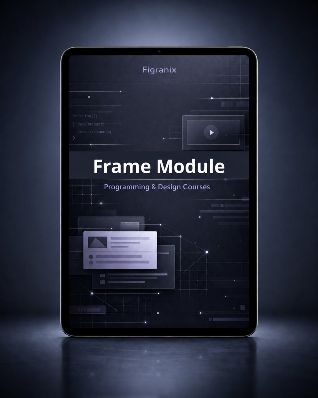 Digital tablet displaying 'Frame Module' by Figranix on a dark background