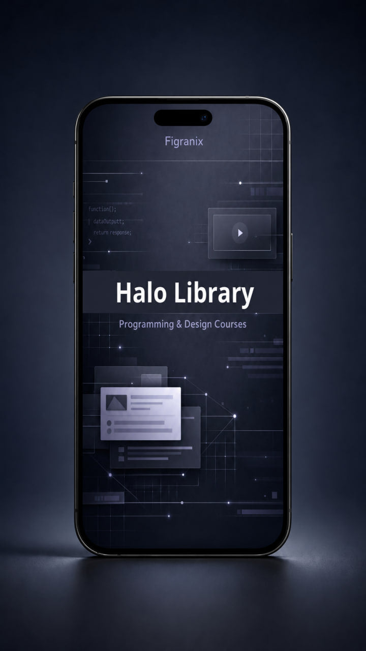 Phone displaying the Halo Library app on a dark background