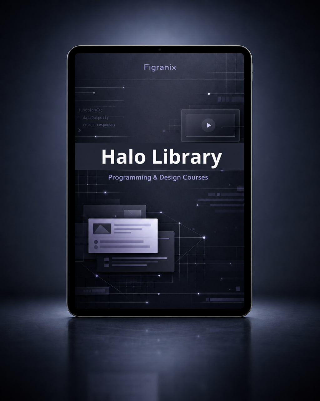 Tablet displaying 'Halo Library' on a dark background