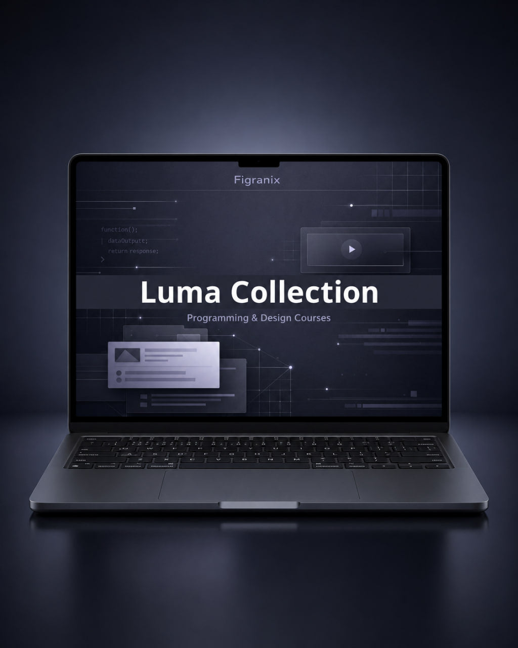 Laptop displaying the Figranix Luma Collection on a dark background