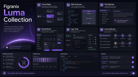 Figanix Luma Collection interface with various modules on a dark background