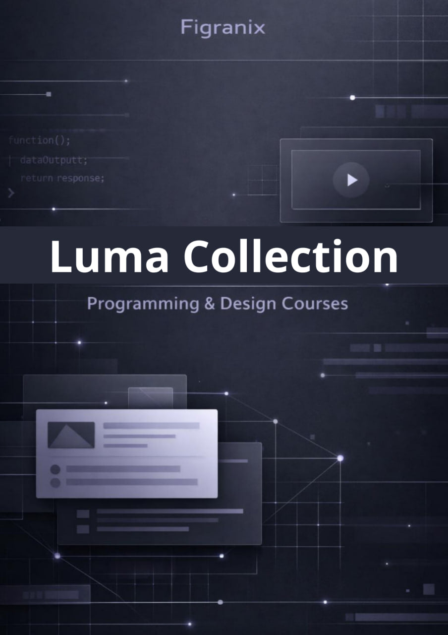 Promotional graphic for Luma Collection programming and design courses with Figranix branding.