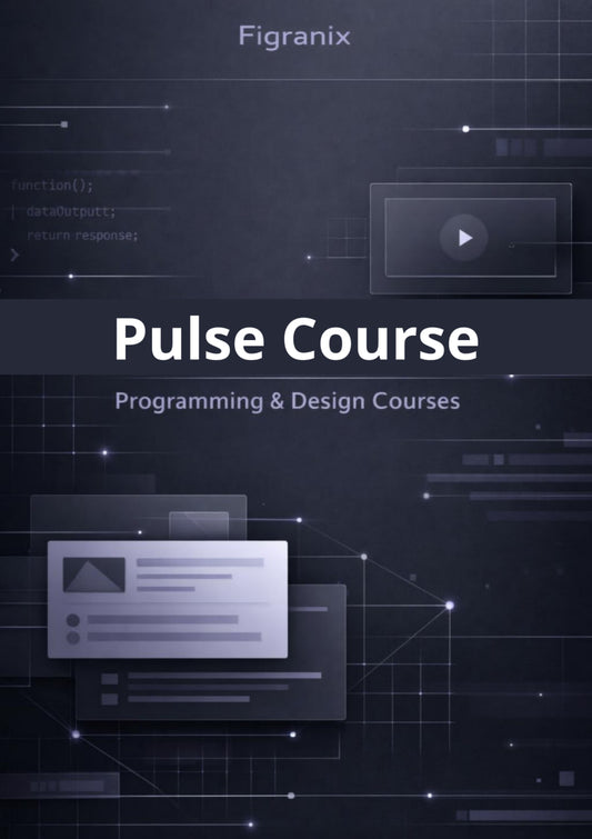 Promotional graphic for Figranix Pulse Course on programming and design with digital elements.