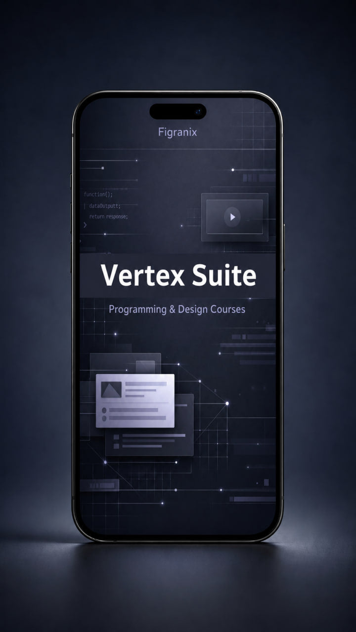 Phone displaying the Vertex Suite app with a dark background