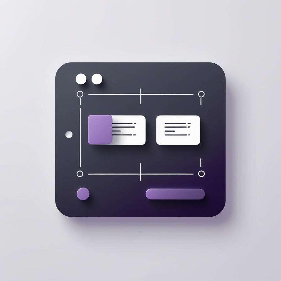 Modern control panel with purple and white elements on a light gray background