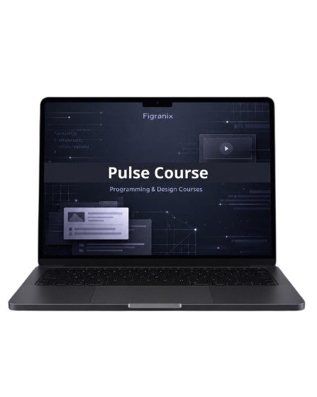 Laptop displaying a screen with 'Pulse Course' and 'Figranix' on a white background