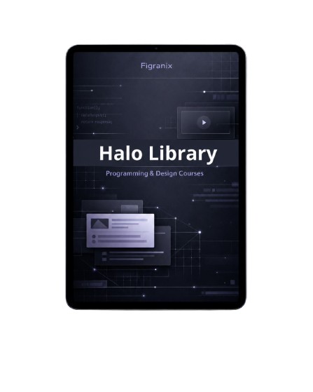 Tablet displaying the Halo Library interface with a dark theme and 'Figranix' branding.